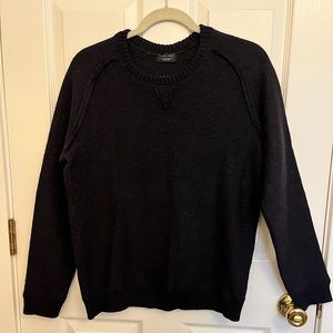 Mens Navy Blue Wool Pullover Sweater